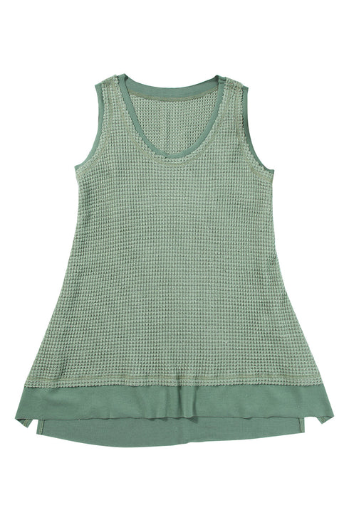 Scoop Neck Waffle Knit Flowy Vest